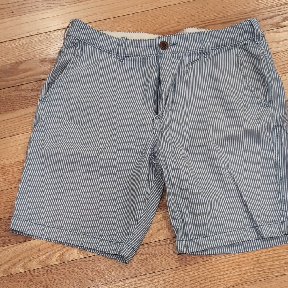 Hollister Men's Navy and White Striped Shorts